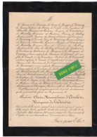 VP21.797 - PARIS 1892 - Généalogie - Faire Part De Décès De Mme Anne, Maximilienne D'AVELON Marquise De LADEVEZE - Obituary Notices