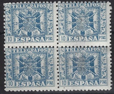 España Telégrafos 084 ** MNH.  1940 Bloque De 4 - Telegramas