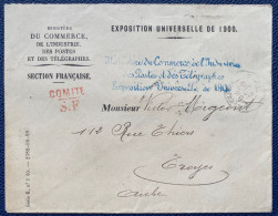 Lettre 1899 Griffe " Ministère Du Commerce Et De L'Industrie Pour L' Exposition Universelle De 1900" + Franchise Vérifié - Cachets Provisoires