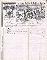 FACTURE.LYON.FABRIQUE DE PRODUITS CHIMIQUES.T.BOUCHARD & Cie.PHARMACIENS-DROGUISTES 12 RUE NEUVE. - Perfumería & Droguería