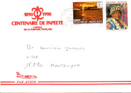 POLYNESIE AFFRANCHISSEMENT COMPOSE SUR LETTRE POUR LA FRANCE 1990 - Lettres & Documents