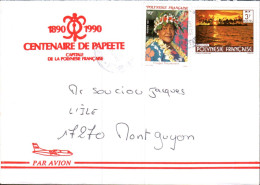 POLYNESIE AFFRANCHISSEMENT COMPOSE SUR LETTRE POUR LA FRANCE 1990 - Covers & Documents