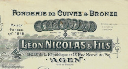 1914  FONDERIE CUIVRE ET BRONZE ATELIERS CONSTRUCTION Léon Nicolas à Agen Lot Et Garonne Pour Froidefond Libourne - 1900 – 1949