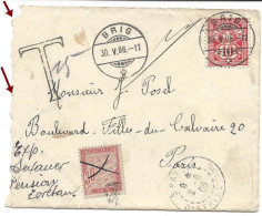 BRIG 1906 Lettre Insuffisamment Affranchie, Taxée Timbre Taxe à Paris, RETOUR, Refusé. Expéditeur Pension Lorétan - Covers & Documents
