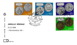 SAN MARINO - 1990 21^ Fiera Numismatica NUMISMATA (moneta S.Marino Per Camp.mondo Calcio Italia'90) Su Busta Faip -10487 - 1990 – Italie