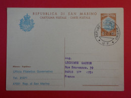 AS 19 SAN MARINO ITALIA BELLE CARTE ENTIER  RRR 1968   A PARIS FRANCE +++AFFRAN. PLAISANT+++ - Postal Stationery