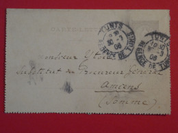 AS 19 REGENCE DE TUNIS   BELLE CARTE  ENTIER  1906 TUNIS A AMIENS FRANCE +++AFFRAN. INTERESSANT+++ - Covers & Documents