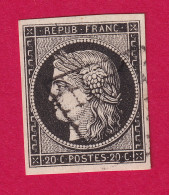 N°3 NOIR SUR BLANC OBLITERATION GRILLE TIMBRE BRIEFMARKEN STAMP FRANCE - 1849-1850 Ceres