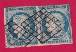 N°4 PAIRE OBLITERATION GRILLE TIMBRE BRIEFMARKEN STAMP FRANCE - 1849-1850 Ceres