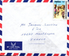 RWANDA SEUL SUR  LETTRE POUR LA FRANCE 1990 - Covers & Documents