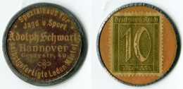 N93-0736 Timbre-monnaie Adolph Schwartz - 10 Pfennig - Kapselgeld - Encased Stamp - Monedas/ De Necesidad