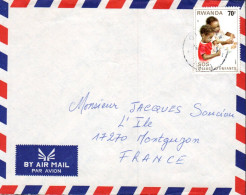 RWANDA SEUL SUR  LETTRE POUR LA FRANCE 1990 - Cartas & Documentos