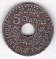 Protectorat Français 5 Centimes 1918 - HA 1337 , Cupro Nickel, Grand Module, Lec# 83 - Tunisie