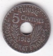 Protectorat Français 5 Centimes 1918 - HA 1337 , Cupro Nickel, Grand Module, Lec# 83 - Tunesien