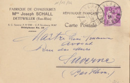 CP Commerciale "Chaussures Schall" Obl. Saverne Le 11/12/34 (tarif 21/4/30) Sur N° 281 40c Paix - 1932-39 Paix