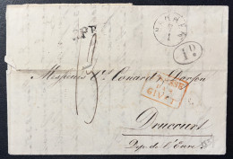 MARQUE POSTALE D'ENTREE PRUSSE PAR GIVET / 7 JANV 1837 POUR DRUCOURT - Marques D'entrées