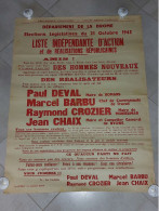AFFICHE "Elections Législatives 21/10/1945" Drôme - 63x83 - TTB - Afiches