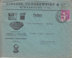 Lettre "Strauss, Vonderweidt, Serrures" Obl. Strasbourg Pl De La Gare Le 10/3/34 Fac (tarif 21/4/30) Sur N° 281 40c Paix - 1932-39 Paix