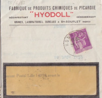 Lettre "Produits Chimiques Hyodoll" Obl. Honnechy Le 25/6/37 Facture (tarif 21/4/30) Sur N° 281 40c Paix - 1932-39 Paix