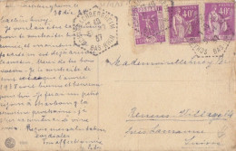 CP "Bonne Année" Obl. Scharrachbergheim T222 Le 31/12/37 (tarif 1/8/37) Sur N° 281 X 2 40c Paix + 20c Pour La Suisse - 1932-39 Paix