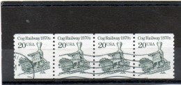 ETATS-UNIS   4 Timbres Se Tenant 20 C     1995    Y&T : 2358   Roulette Belle Oblitération - Coils & Coil Singles