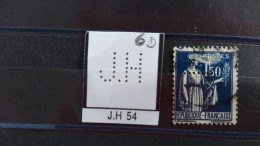 FRANCE JH 54  TIMBRE  INDICE 6 SUR 288 PERFORE PERFORES PERFIN PERFINS PERFORATION PERCE  LOCHUNG - Used Stamps