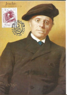 Norge Norway 1983 150th Birthday Of Author Jonas Lie, Mi 890 Maximum Card, First Day Cancellation - Brieven En Documenten