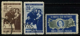 Türkiye 1950 Mi 1251-1253  Election Of May 14, 1950 | Aged Woman Casting Ballot | Atatürk And Türkiye Map - Used Stamps