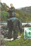 Norge Norway 1984 Sport Fishing, Salmon Fishing, Mi 900, Maximum Card, First Day Cancellation - Brieven En Documenten