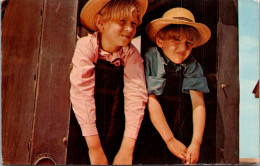 Pennsylvania Greetings From Amish Country Amish Boys Peering From Back Of Amish Buggy - Lancaster