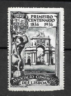 Portugal Vignette Ass. Commerciale Lisbonne Arco Da Rua Augusta Lisboa 1934 Lisbon Cinderella - Ortsausgaben