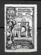 Portugal Vignette Ass. Commerciale Lisbonne Arco Da Rua Augusta Lisboa 1934 Lisbon Cinderella - Lokale Uitgaven