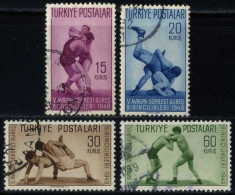 Türkiye 1949 Mi 1231-1234 5th European Wrestling Championships, Istanbul | Martial Arts, Wrestlers - Used Stamps
