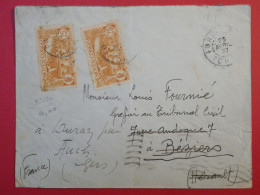 AR 24 MOYEN CONGO   BELLE LETTRE   1937 FORT LAMY A BEZIERS FRANCE REDISTRIB. AUCH  +AFFRAN. INTERESSANT+++ - Covers & Documents