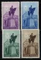 Türkiye 1948 Mi 1221-1224 [Mint No Gum] 25th Anniversary Of Republic | Cavalry, Fortress, Turkish Flag, Monument, Horse - Gebraucht