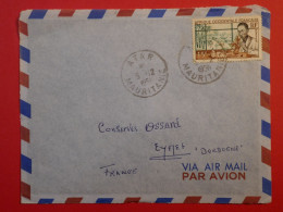 AR24 AOF MAURITANIE  BELLE LETTRE 1954 PETIT BUREAU ATAR   A  EYMET  FRANCE +AFFRAN. PLAISANT+++ - Cartas & Documentos