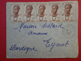 AR24 AOF GUINEE   BELLE LETTRE   1955 PETIT BUREAU BOFFA   A EYMET  FRANCE+BANDE 5 TP +AFFRAN. PLAISANT+++ - Cartas & Documentos