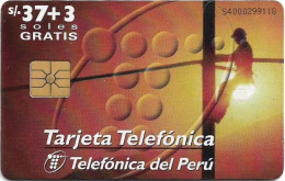 Peru - Telefónica - Tecnico Trabajando, (Glossy), Gem1A Symm. Black, 37+3Sol, 1996, Used - Perú