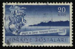 Türkiye 1947 Mi 1197 Grapes And Istanbul Skyline, Flag - Usados