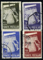 Türkiye 1945 Mi 1168-1171 Population Census | Writing Hand, Recording Census Data - Used Stamps