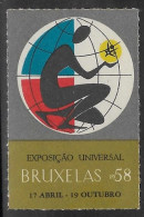 Portugal Vignette Officiele Langue Portugaise Expositon Universelle Bruxelles 1958 World Fair Cinderella - 1958 – Bruxelles (Belgique)