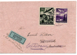 64646 - Slowakei - 1943 - 2Ks Luftpost MiF A LpBf BRATISLAVA -> KEZMAROK, Im Inland Nachges - Cartas & Documentos