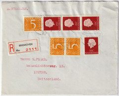 PAYS-BAS / THE NETHERLANDS - 1964 Mi.613 & Mi.621(se Tenant & Multiples) On Reg'd Cover EINDHOVEN To LUZERN, Switzerland - Covers & Documents