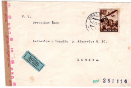 64673 - Slowakei - 1942 - 3Ks Luftpost EF A LpBf BRATISLAVA -> Boehmen & Maehren, M Dt Zensur - Briefe U. Dokumente