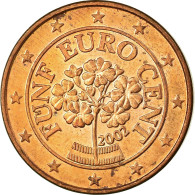 Autriche, 5 Euro Cent, 2002, SPL, Copper Plated Steel, KM:3084 - Autriche