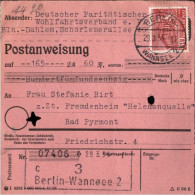! 1954 Postanweisung Stempel Berlin Wannsee Nach Bad Pyrmont - Lettres & Documents