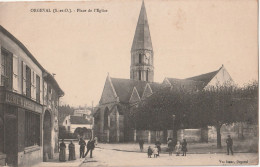 MIR- ORGEVAL   EN YVELINES  PLACE  DE L'EGLISE     CPA  CIRCULEE - Orgeval