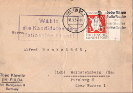 ! 1954 Toller Brief Aus Fulda Mit DDR Propagandastempel Nach Sachsen über Wurzen, Politik - Storia Postale