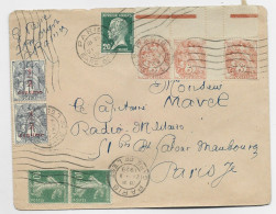 FRANCE BLANC 1/2C PAIRE N°157 + 3C BANDE DE 3 BDF + PASTEUR SEMEUSE LETTRE MEC PARIS GARE DE L'EST 21.X.1929 AU TARIF - 1900-29 Blanc