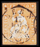 1854 - 1862. Sitzende Helvetia. 20 RAPPEN. Beautifully Cancelled BERN 17 MARS 60. - JF530570 - Gebraucht